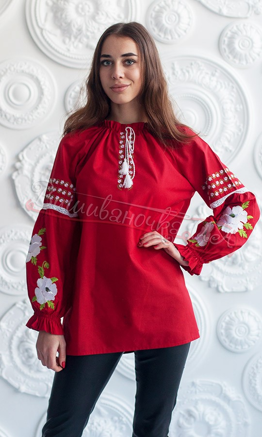 Вишиванка жіноча в червоному кольорі 7298 - фото 2 vishivano4ka.com.ua