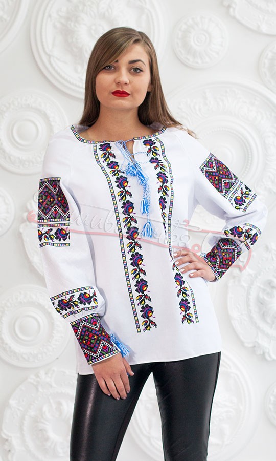 Вышитая женская рубашка с ярким узором 7232 - фото 1 vishivano4ka.com.ua