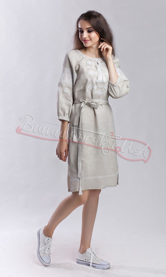 Жіноча сукня з натурального льону 1512 - фото 1 vishivano4ka.com.ua