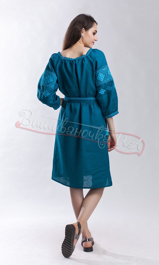 Женское вышитое платье цвета морской волны 1515 - фото 3 vishivano4ka.com.ua