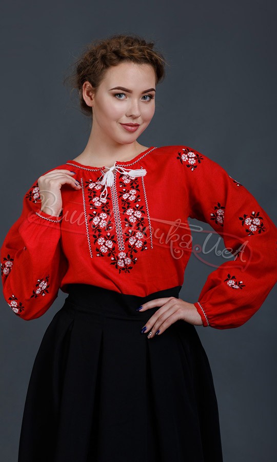 Женская вышитая блуза красного цвета 1010 - фото 1 vishivano4ka.com.ua