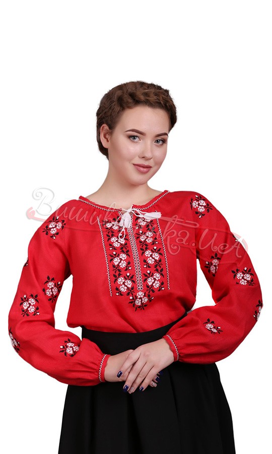 Женская вышитая блуза красного цвета 1010 - фото 2 vishivano4ka.com.ua