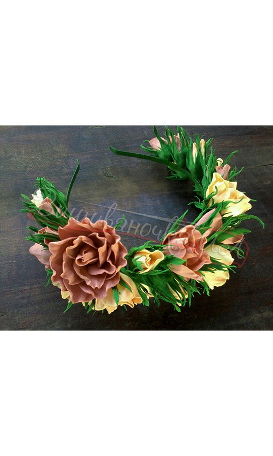 Венок из роз, на обруче В10 - фото 1 vishivano4ka.com.ua