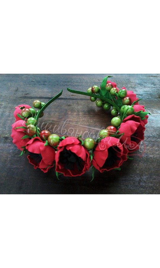 Веночек из цветов на обруче В39 - фото 1 vishivano4ka.com.ua