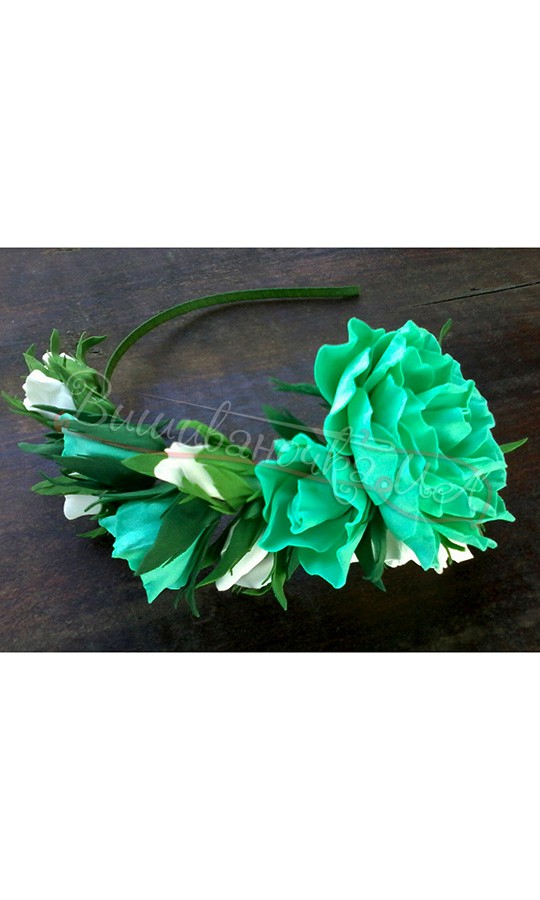 Обруч з яскравими квітами ручної роботи В52 - фото 1 vishivano4ka.com.ua