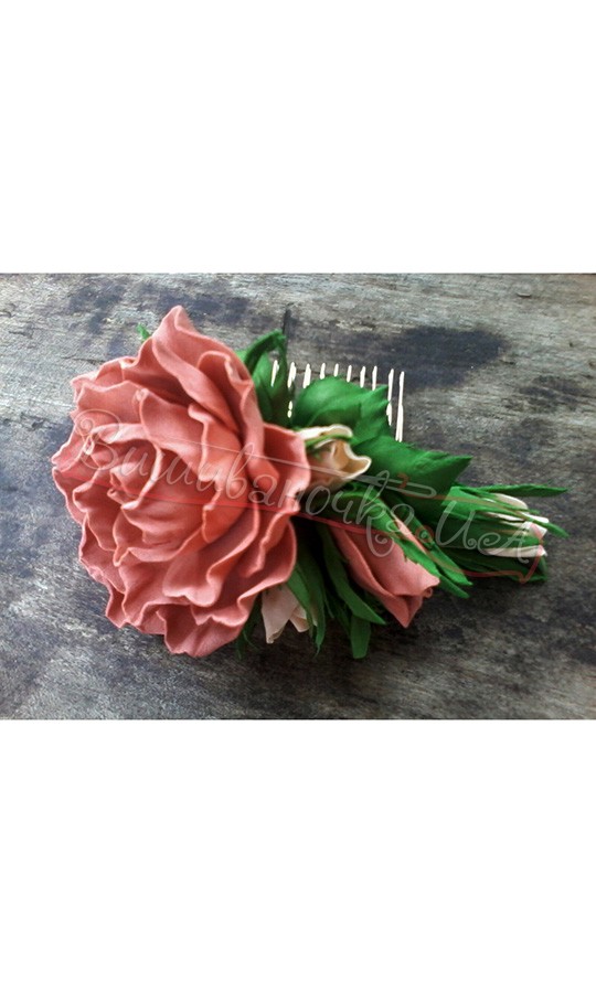 Гребінець-заколка з квітами В56 - фото 1 vishivano4ka.com.ua