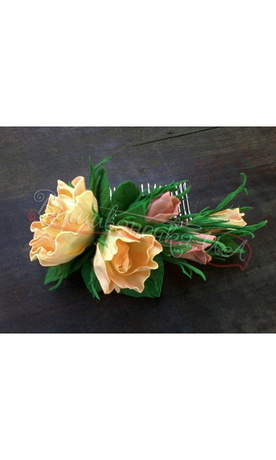 Гребінець-заколка з квітами В70 - фото 1 vishivano4ka.com.ua