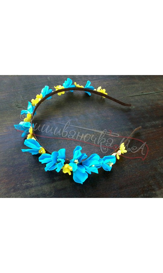 Вінок в блакитно-жовтих кольорах В72 - фото 1 vishivano4ka.com.ua