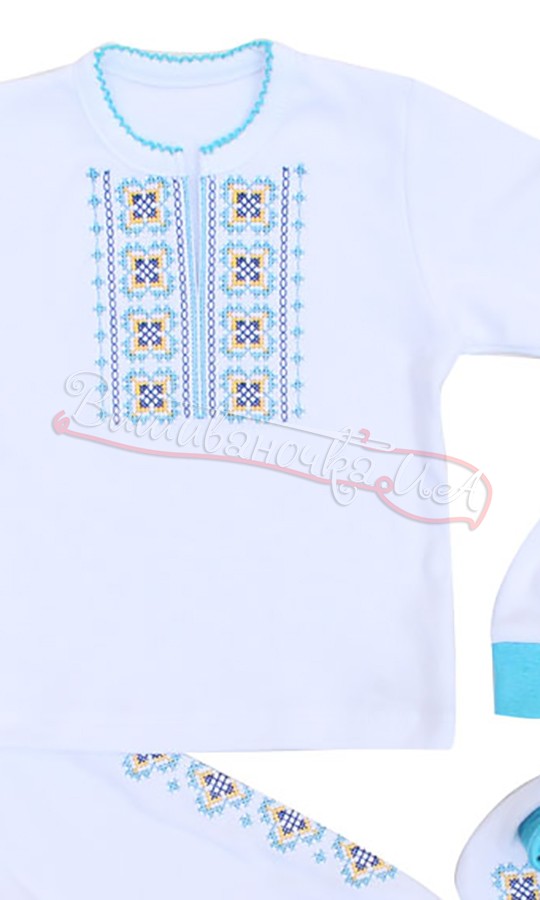 Святковий вишитий комплект для хрестин для хлопчика 18-3.1 - фото 2 vishivano4ka.com.ua