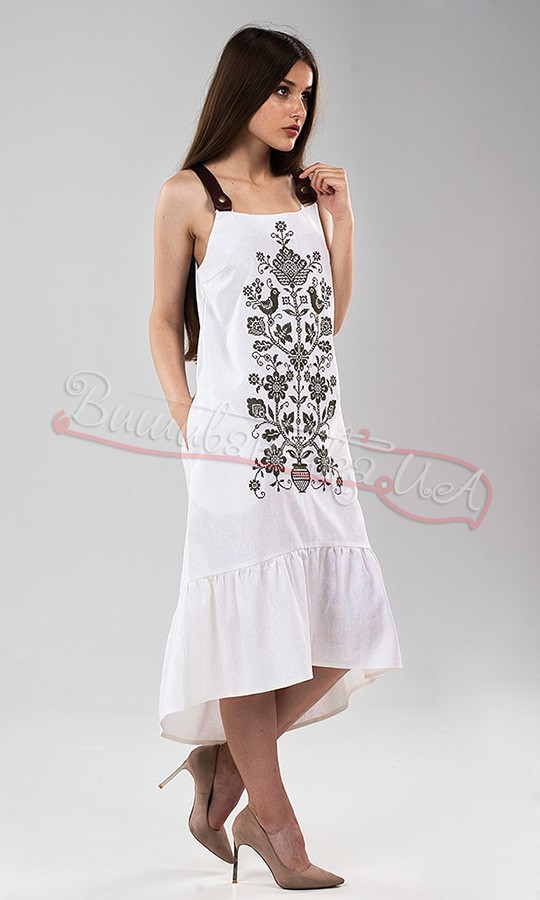 Жіночий вишитий сарафан білого кольору 22118 - фото 2 vishivano4ka.com.ua