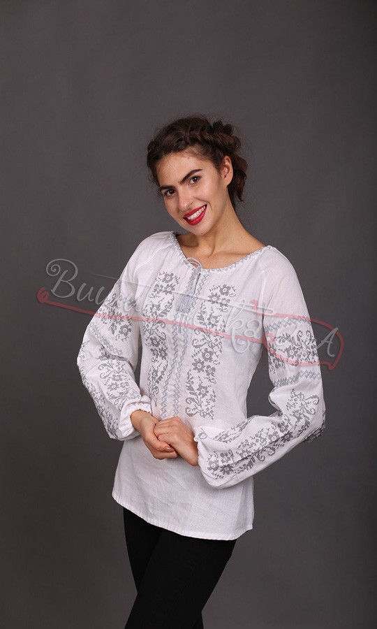Вишиванка жіноча з ніжно-сірим узором 1028 - фото 1 vishivano4ka.com.ua