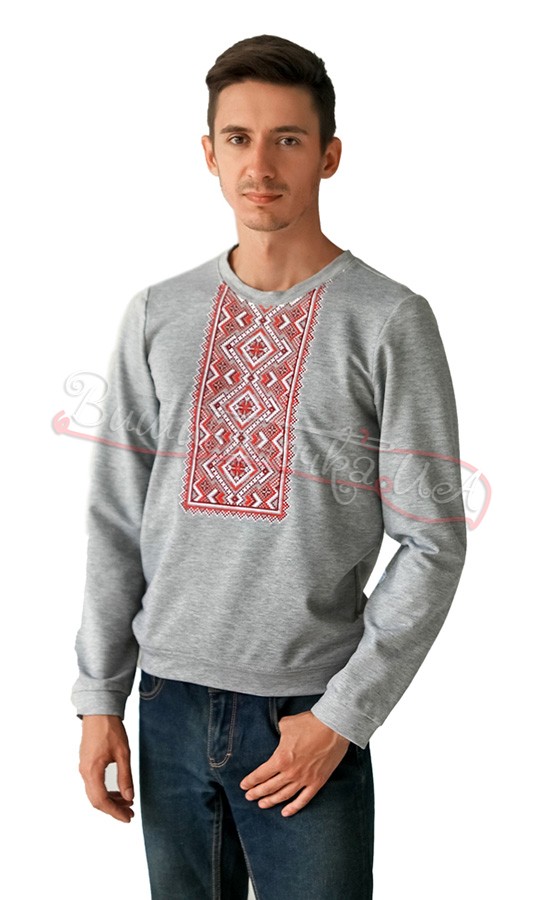 Вишита кофта чоловіча сірого кольору 6203 - фото 1 vishivano4ka.com.ua