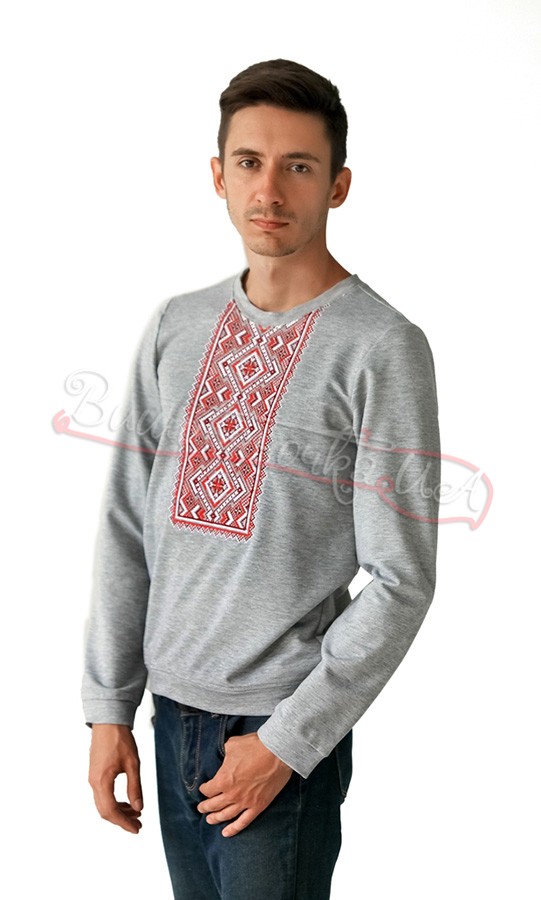 Вишита кофта чоловіча сірого кольору 6203 - фото 3 vishivano4ka.com.ua