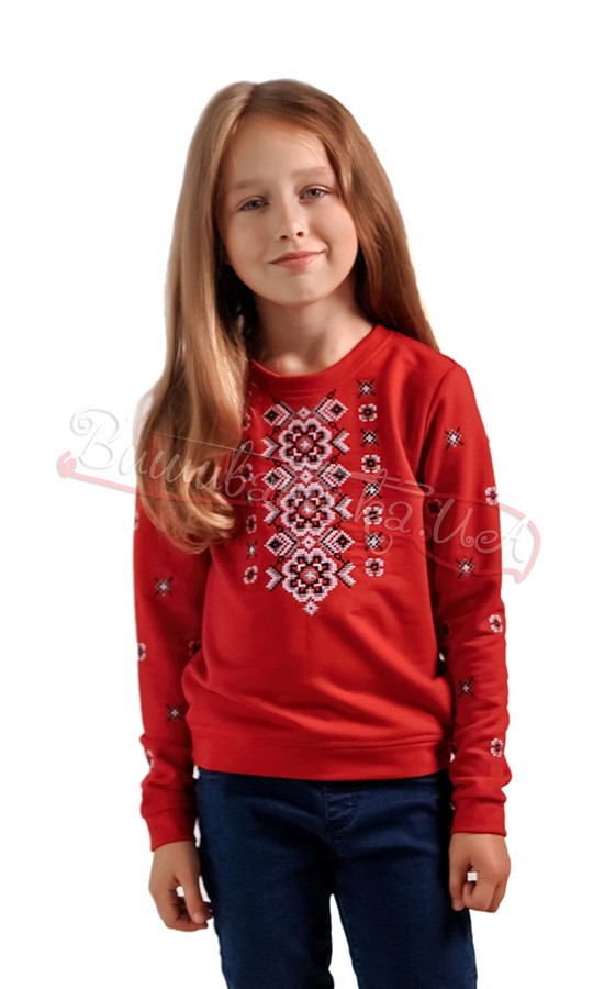 Яскравий червоний світшот з вишивкою 6308 - фото 1 vishivano4ka.com.ua