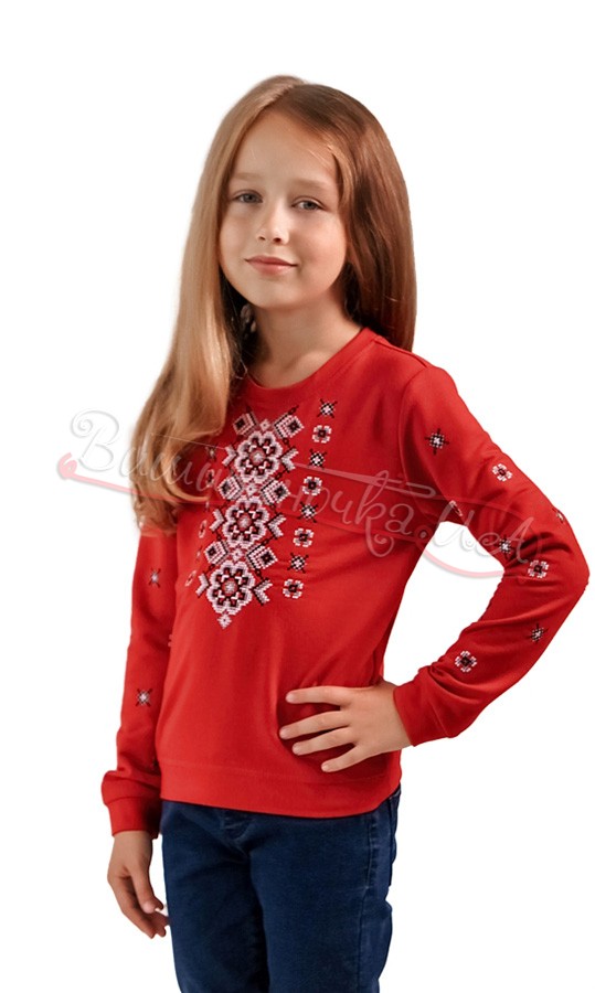 Яскравий червоний світшот з вишивкою 6308 - фото 3 vishivano4ka.com.ua