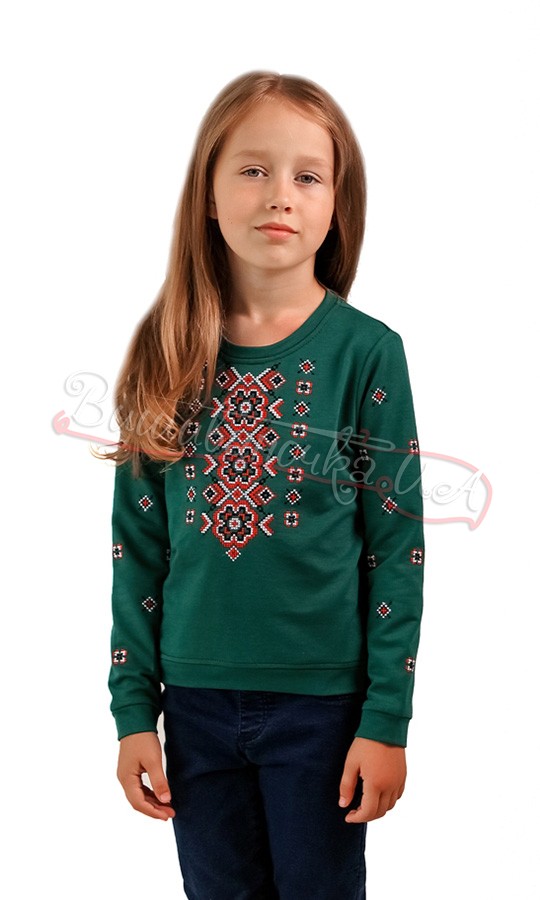 Свитшот зеленого цвета с вышивкой 6306 - фото 1 vishivano4ka.com.ua