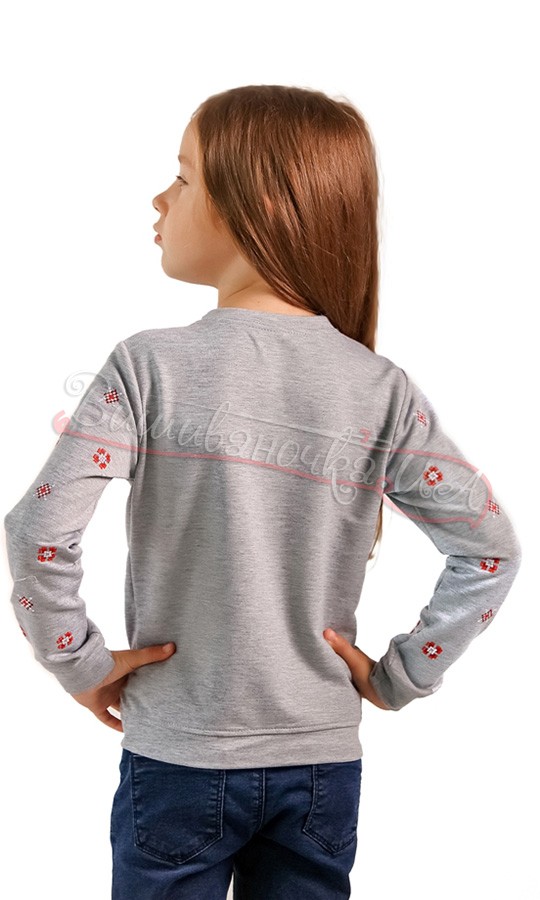 Серый свитшот для девочки 6305 - фото 2 vishivano4ka.com.ua