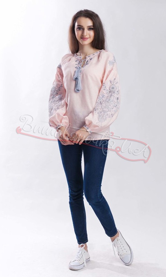 Вишита сорочка ніжно-рожевого кольору 1017 - фото 2 vishivano4ka.com.ua
