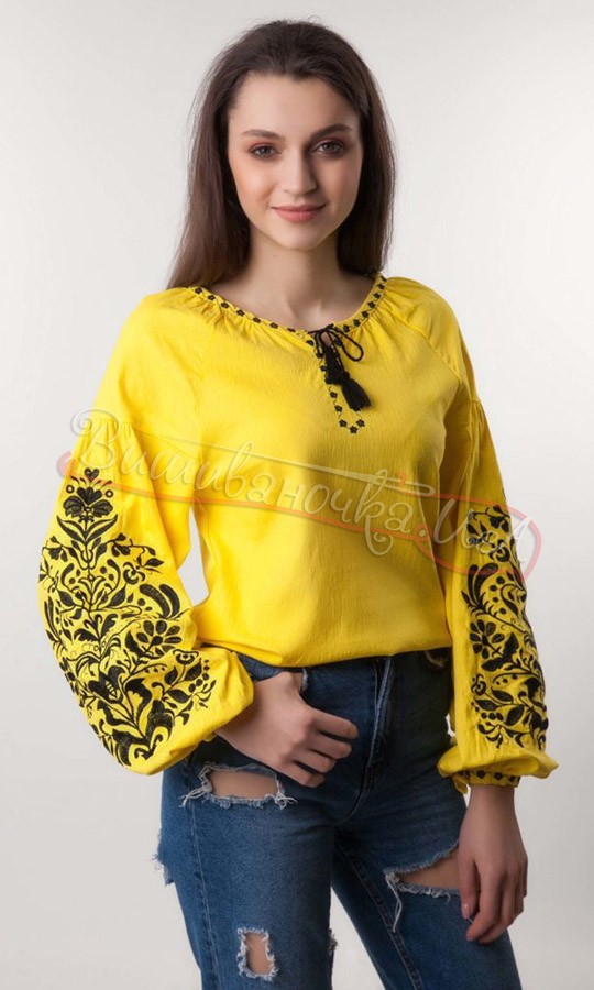 Вышиванка женская желтого цвета 1041 - фото 1 vishivano4ka.com.ua