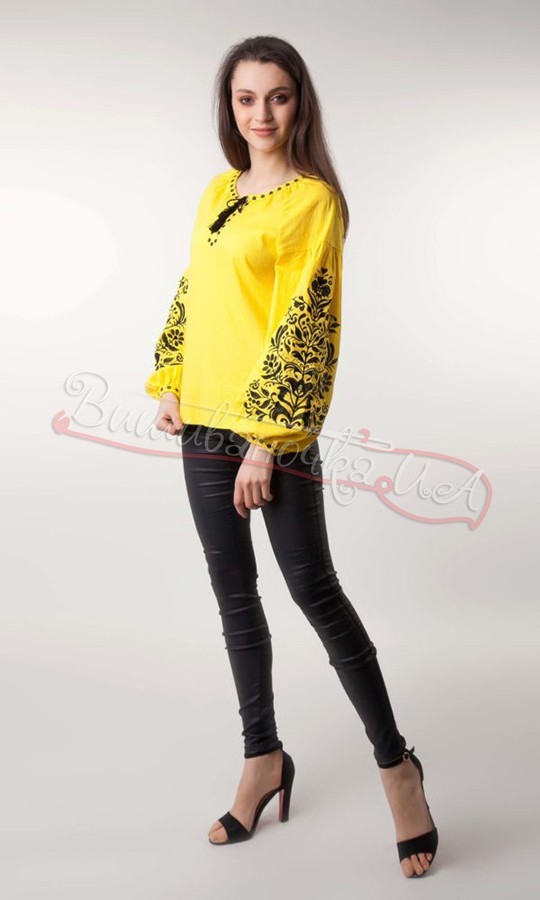 Вышиванка женская желтого цвета 1041 - фото 2 vishivano4ka.com.ua