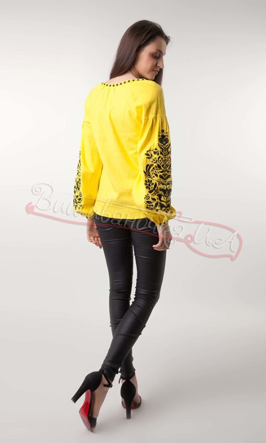 Вышиванка женская желтого цвета 1041 - фото 3 vishivano4ka.com.ua