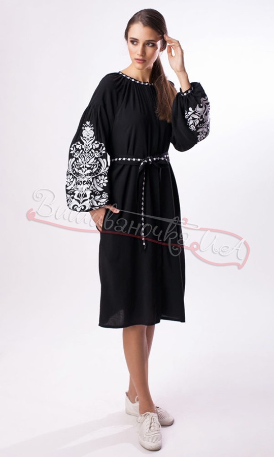 Элегантное черное платье 1522 - фото 3 vishivano4ka.com.ua