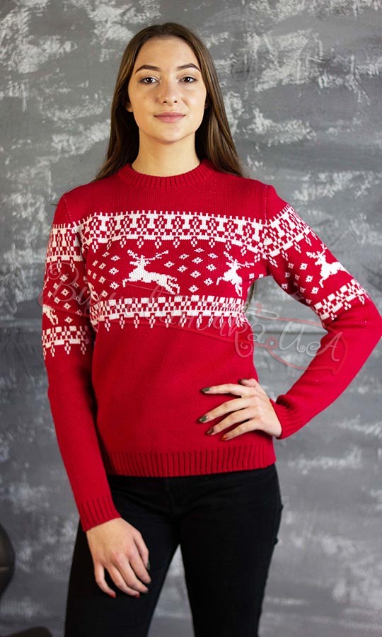 Светр новорічний жіночий з оленями 20191 - фото 3 vishivano4ka.com.ua