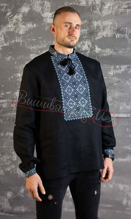 Льняная рубашка с пат-манжетом 319-10+ - фото 4 vishivano4ka.com.ua