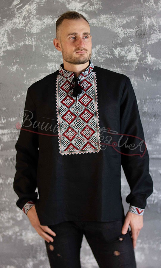 Вышиванка льняная с пат-манжетом 319-8+ - фото 3 vishivano4ka.com.ua