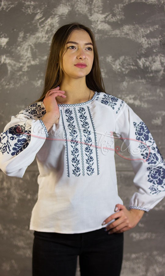 Блуза з квітковим узором 525-3 - фото 2 vishivano4ka.com.ua