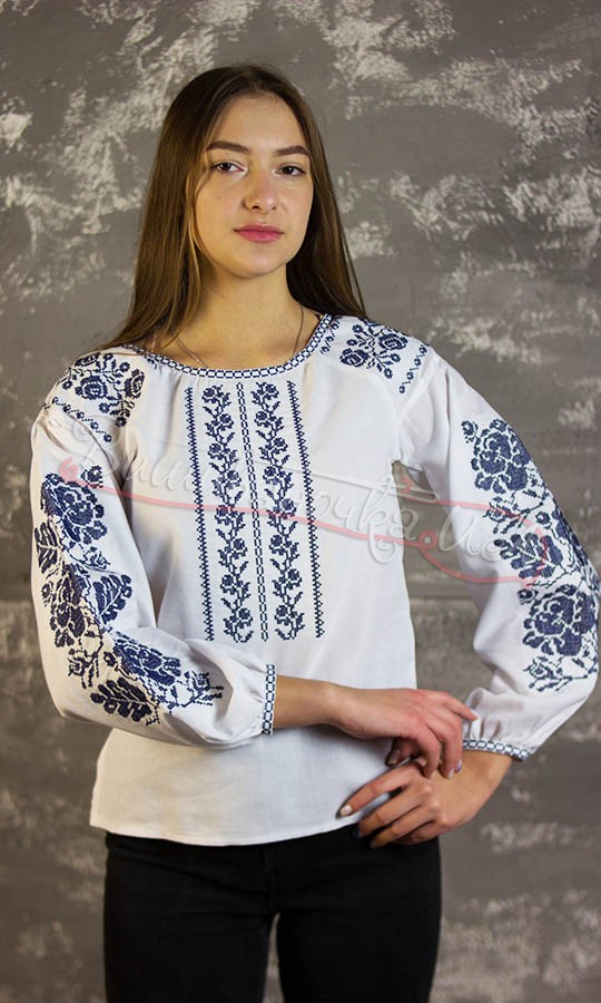 Блуза з квітковим узором 525-3 - фото 3 vishivano4ka.com.ua