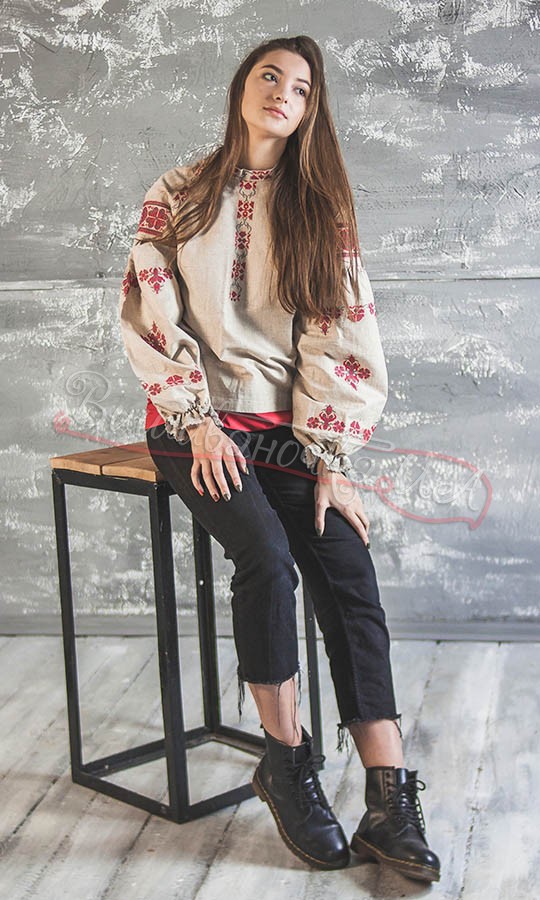 Жіноча блуза з льону Ч 7338 - фото 2 vishivano4ka.com.ua