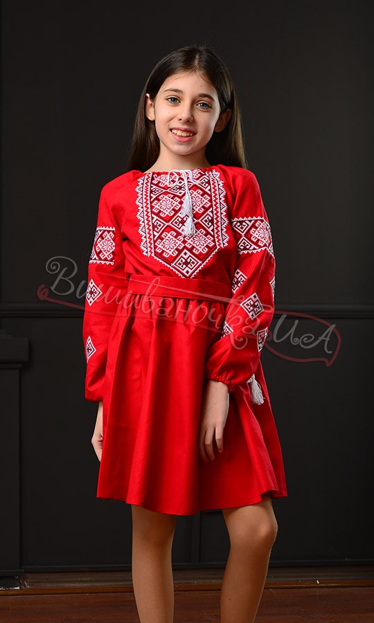 Платье для девочки в красном цвете 814-9.3 - фото 1 vishivano4ka.com.ua