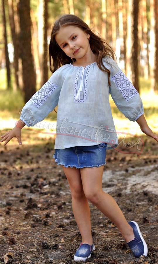 Дитяча блуза з льону Д16 - фото 2 vishivano4ka.com.ua
