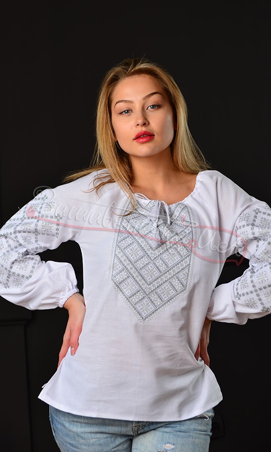 Жіноча вишиванка з сірим узором 547-1 - фото 1 vishivano4ka.com.ua