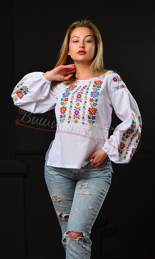 Яркая вышитая блуза 524-1 - фото 2 vishivano4ka.com.ua