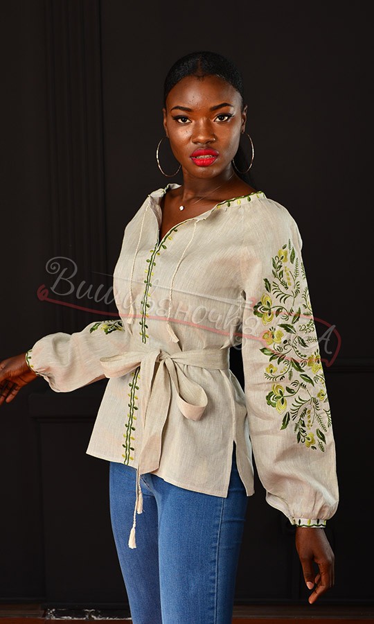 Жіноча блуза з пояском 549-9 - фото 2 vishivano4ka.com.ua