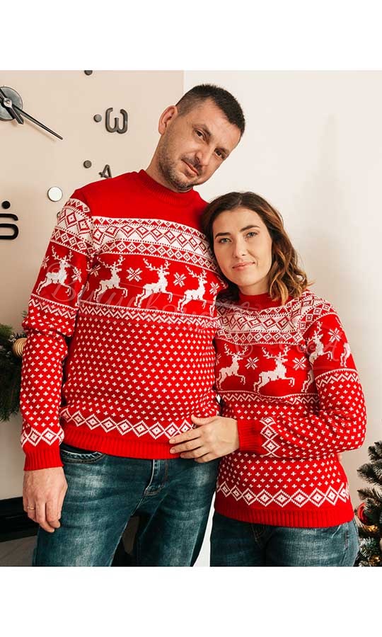 Парний набір новорічних светрів 20195 - фото 1 vishivano4ka.com.ua