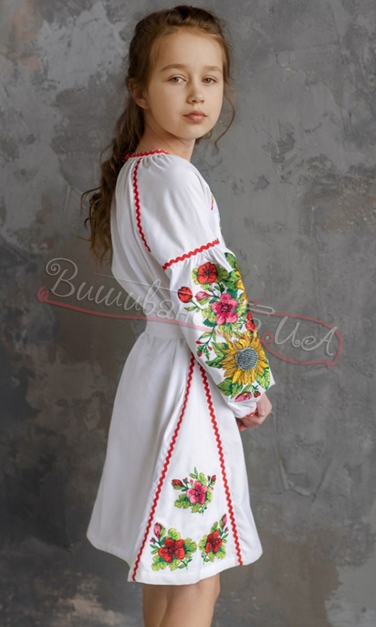 Детское платье с цветочной вышивкой 4345 - фото 3 vishivano4ka.com.ua