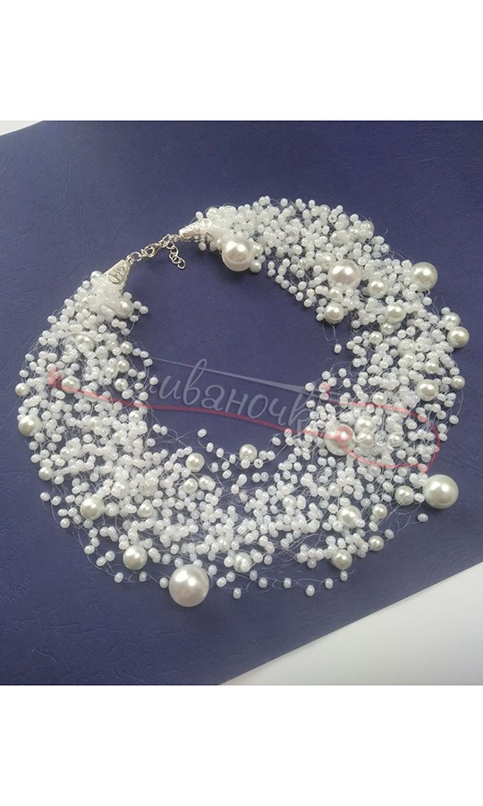 Белое воздушное колье 8014 - фото 1 vishivano4ka.com.ua