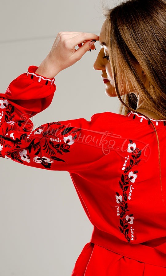 Вишита червона блузка 549-13 - фото 3 vishivano4ka.com.ua