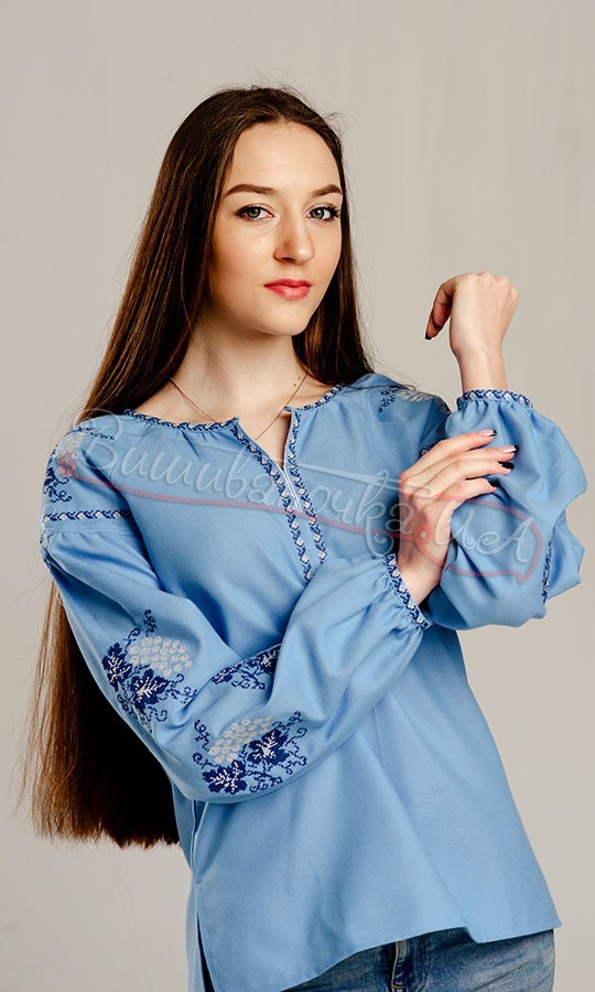 Женская вышиванка в голубом цвете 548-7 - фото 2 vishivano4ka.com.ua