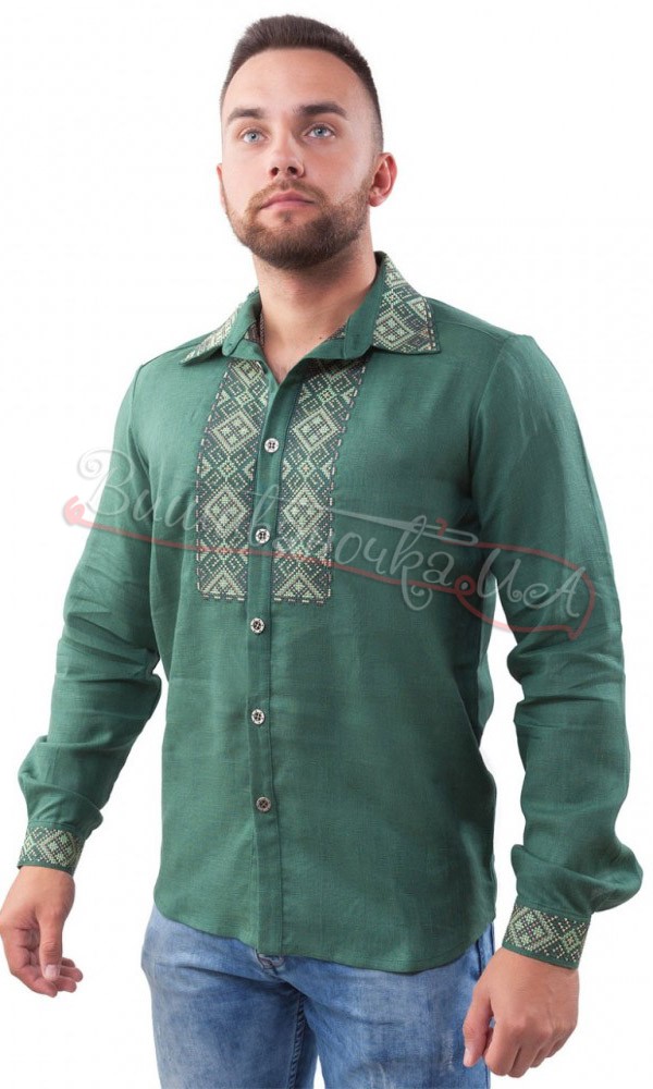 Яскрава чоловіча вишиванка, льон SM 027 - фото 1 vishivano4ka.com.ua