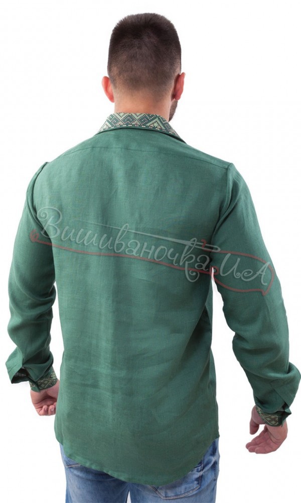 Яскрава чоловіча вишиванка, льон SM 027 - фото 2 vishivano4ka.com.ua