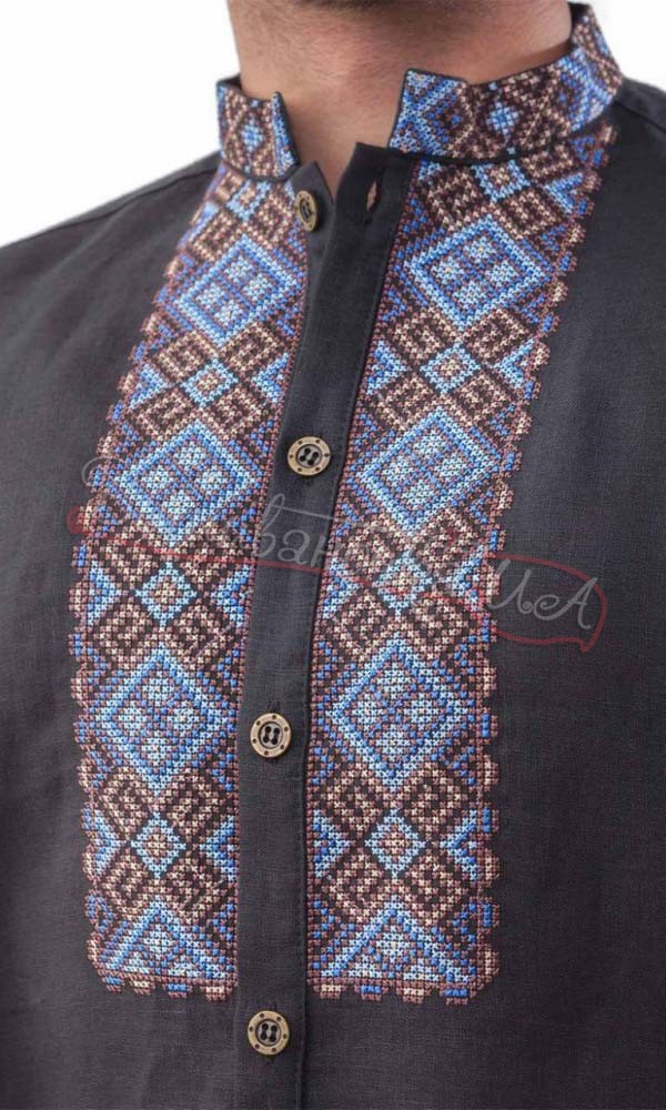 Вышиванка мужская с пуговицами SM 029 - фото 3 vishivano4ka.com.ua