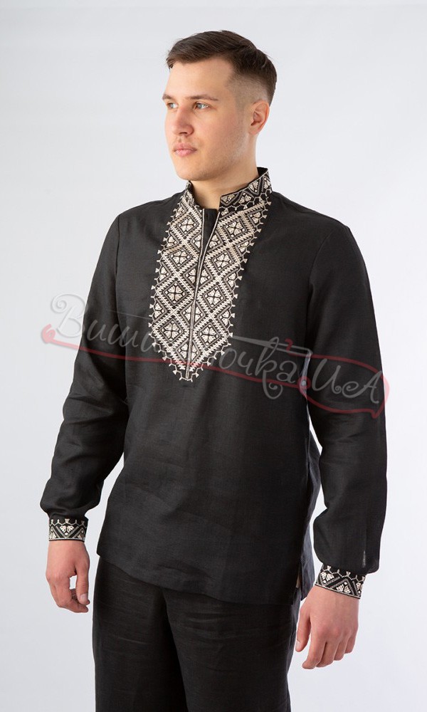 Льняная мужская вышиванка SM 025 - фото 1 vishivano4ka.com.ua