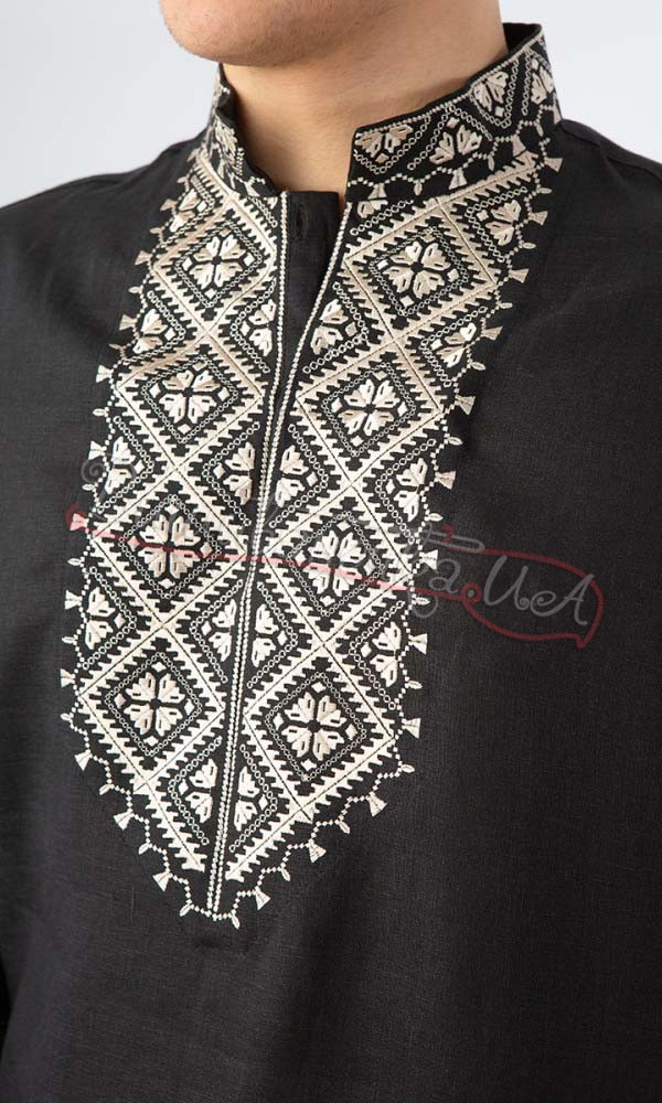 Льняная мужская вышиванка SM 025 - фото 2 vishivano4ka.com.ua