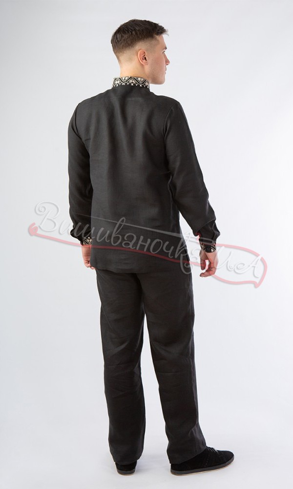 Льняная мужская вышиванка SM 025 - фото 3 vishivano4ka.com.ua