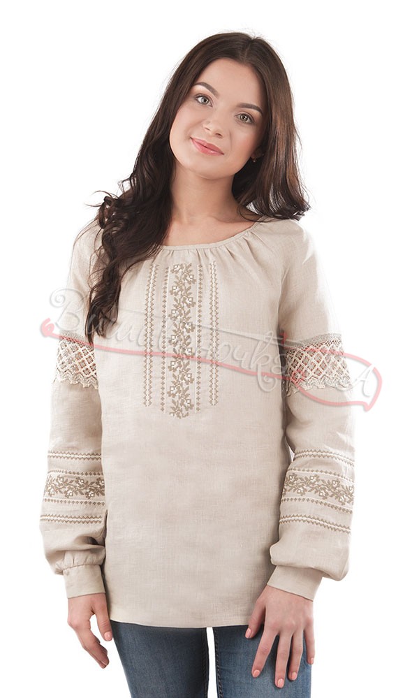 Жіноча блуза з льону  BL 192 - фото 1 vishivano4ka.com.ua