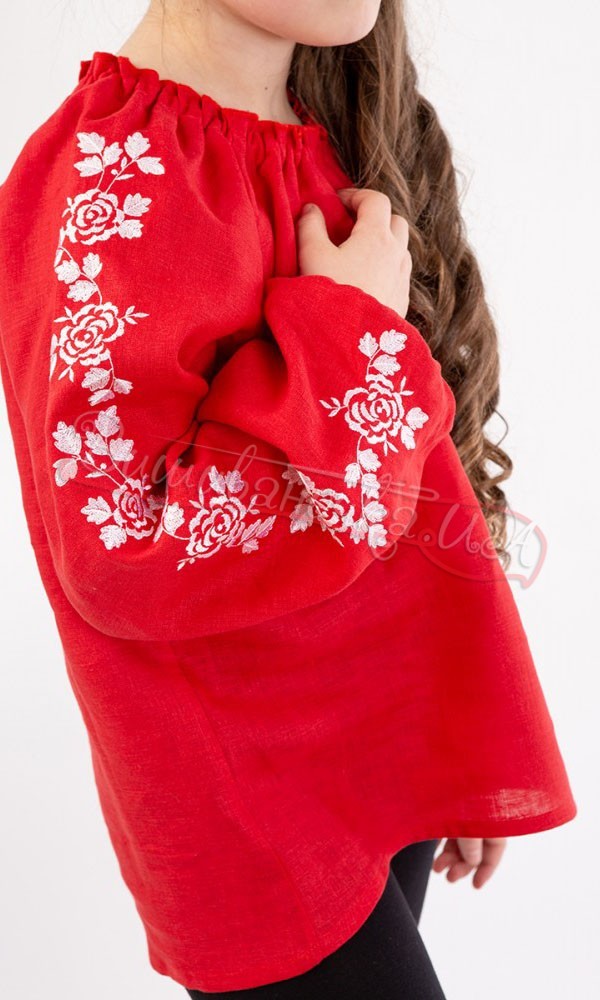 Вышиванка для девочки на льне BG 025 - фото 3 vishivano4ka.com.ua